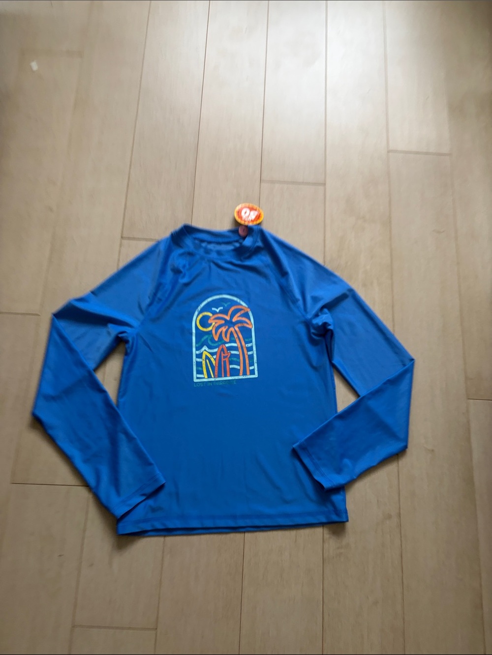 George Kids Royal Blue Long-Sleeve Rash Guard with Palm Graphic